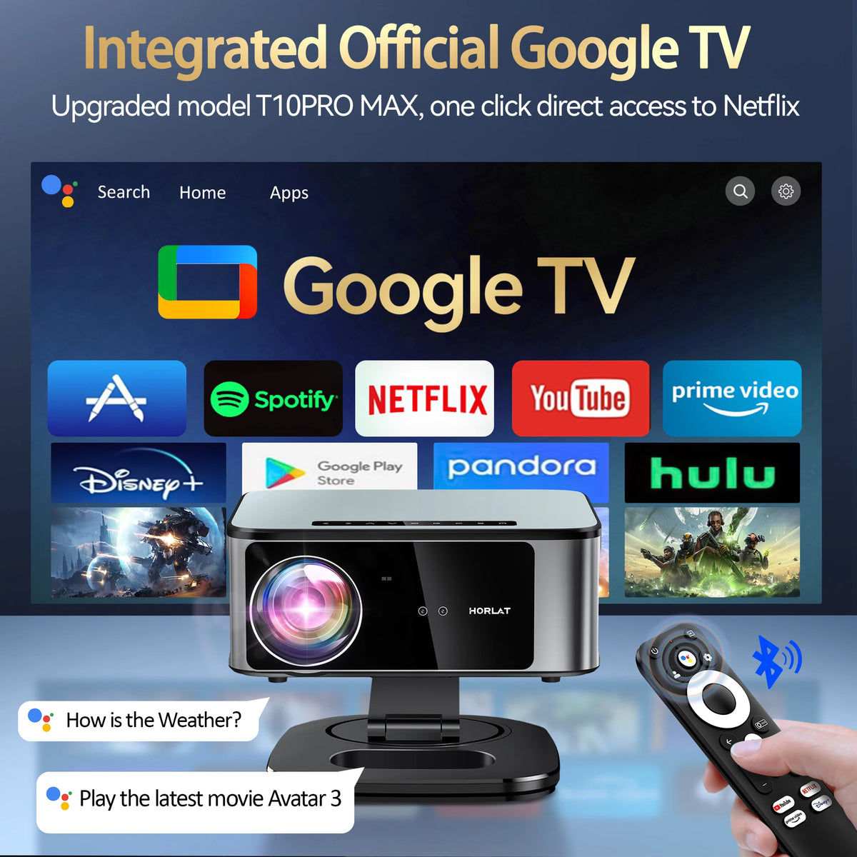HORLAT 4K Portable Smart Projector