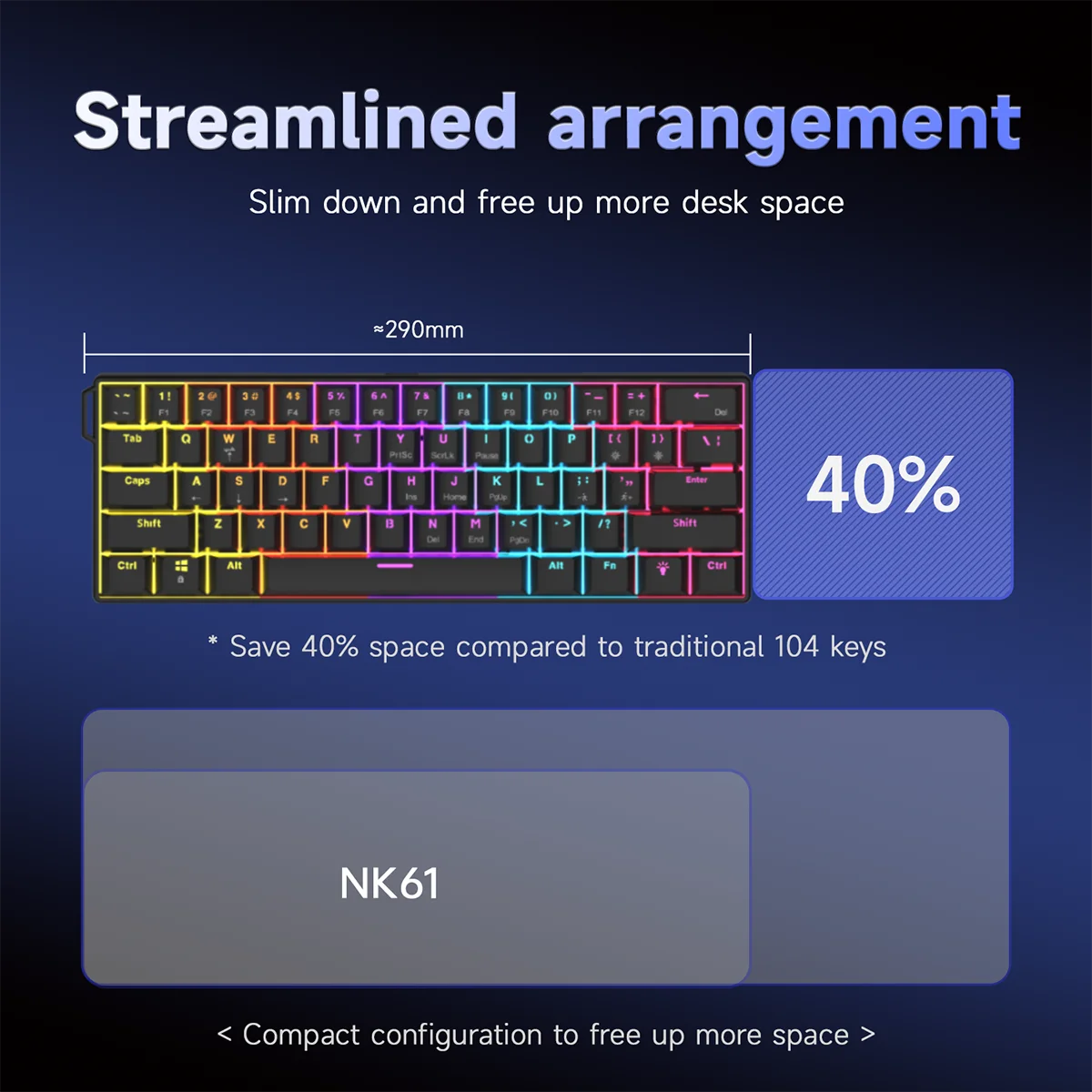 Ajazz NK61 RGB Wired Mechanical Keyboard 61 Keys