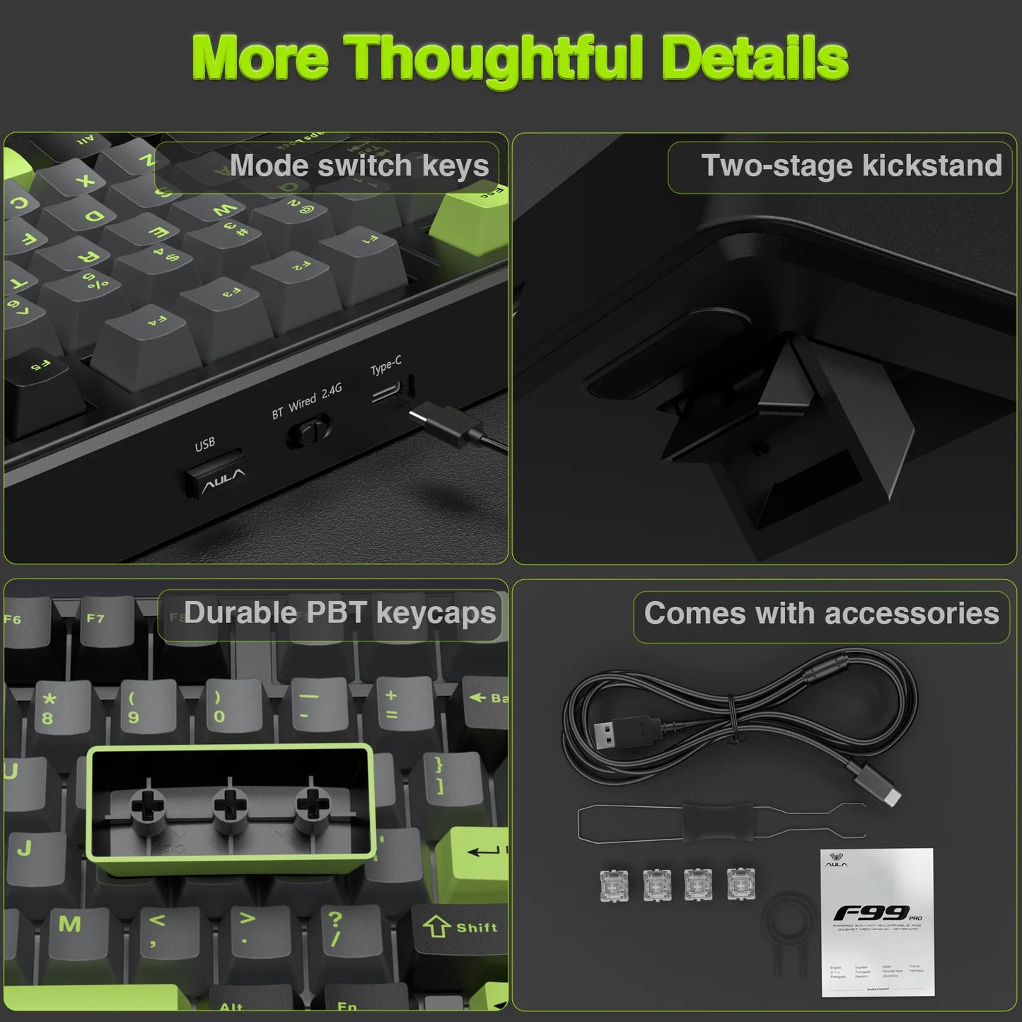 AULA F99PRO Wireless Gasket Keyboard With Hot Swap Knob