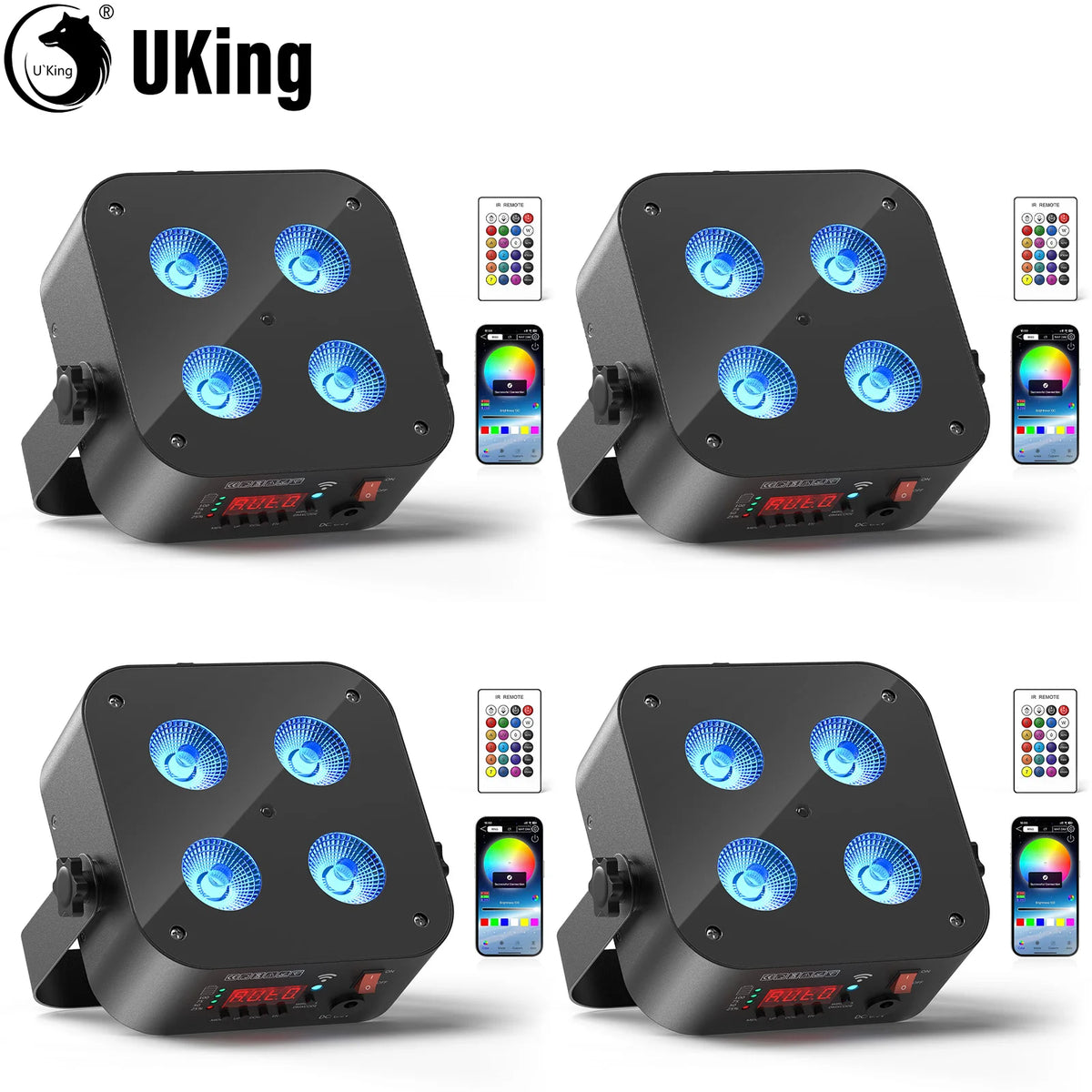 U'King Rechargeable DMX Par Stage Lights