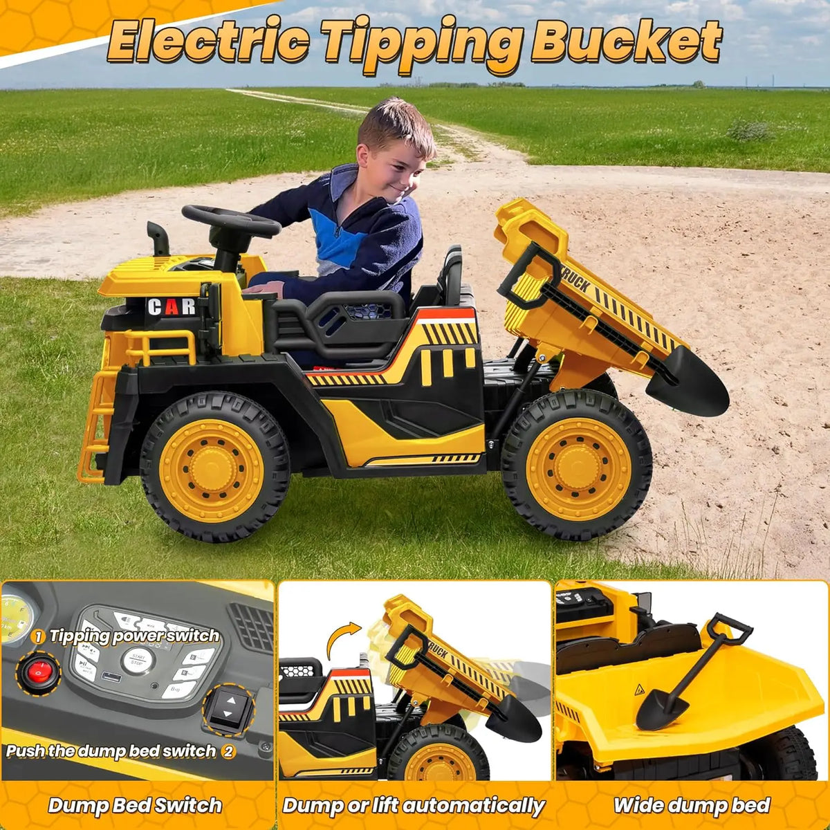 JOYRACER Ride On Dump Truck With Remote Control