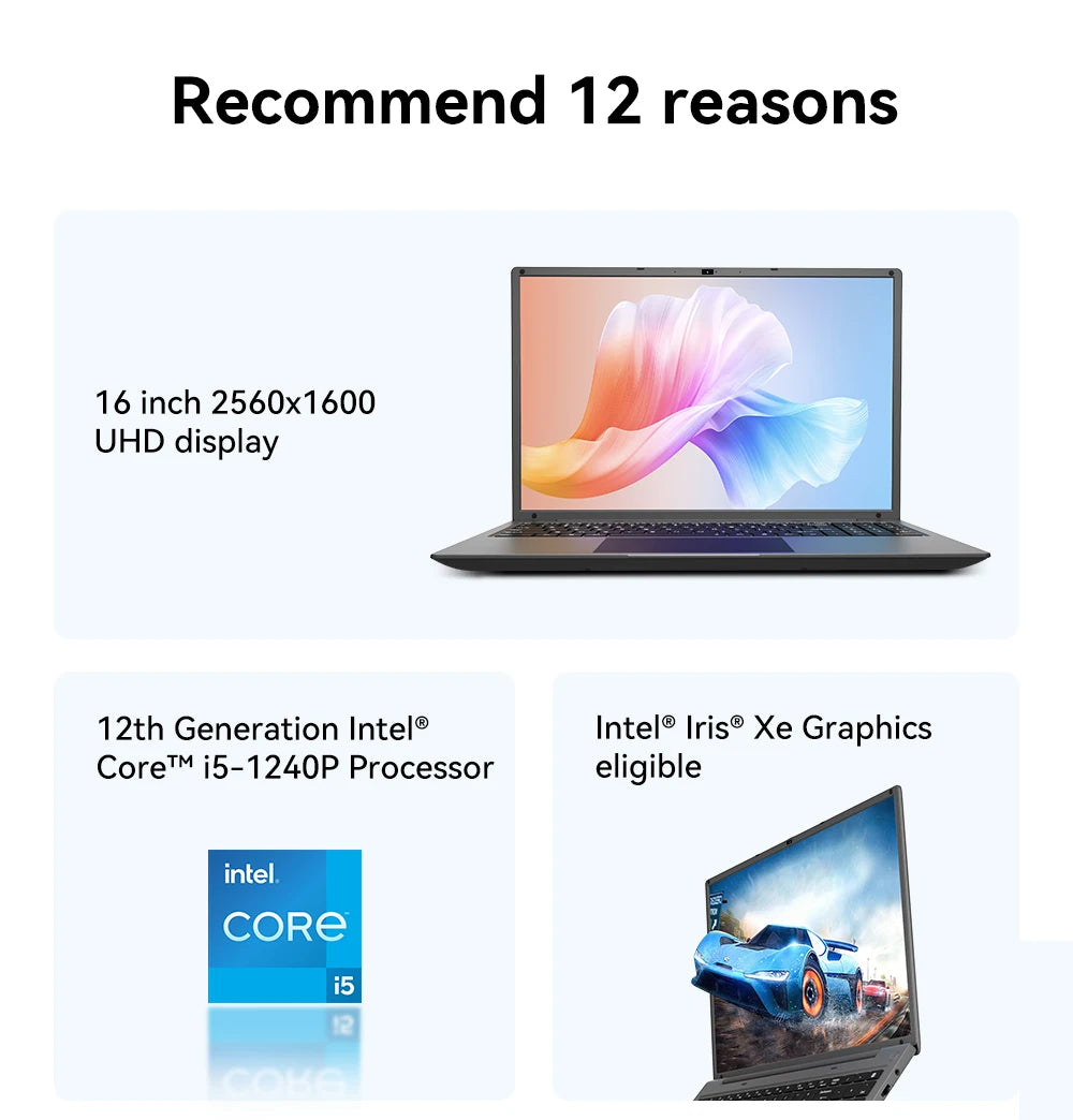 Intel Core I5 1240P 16GB RAM Windows 11 Laptop