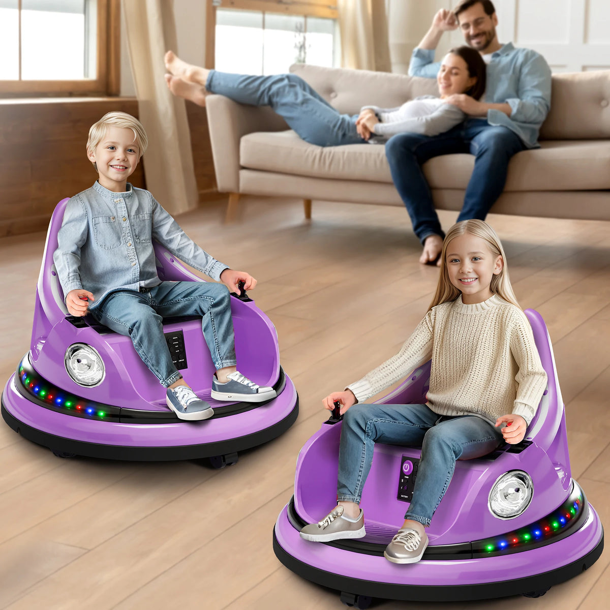 HiMiss Kids Electric Bumper Car Ride On Toy