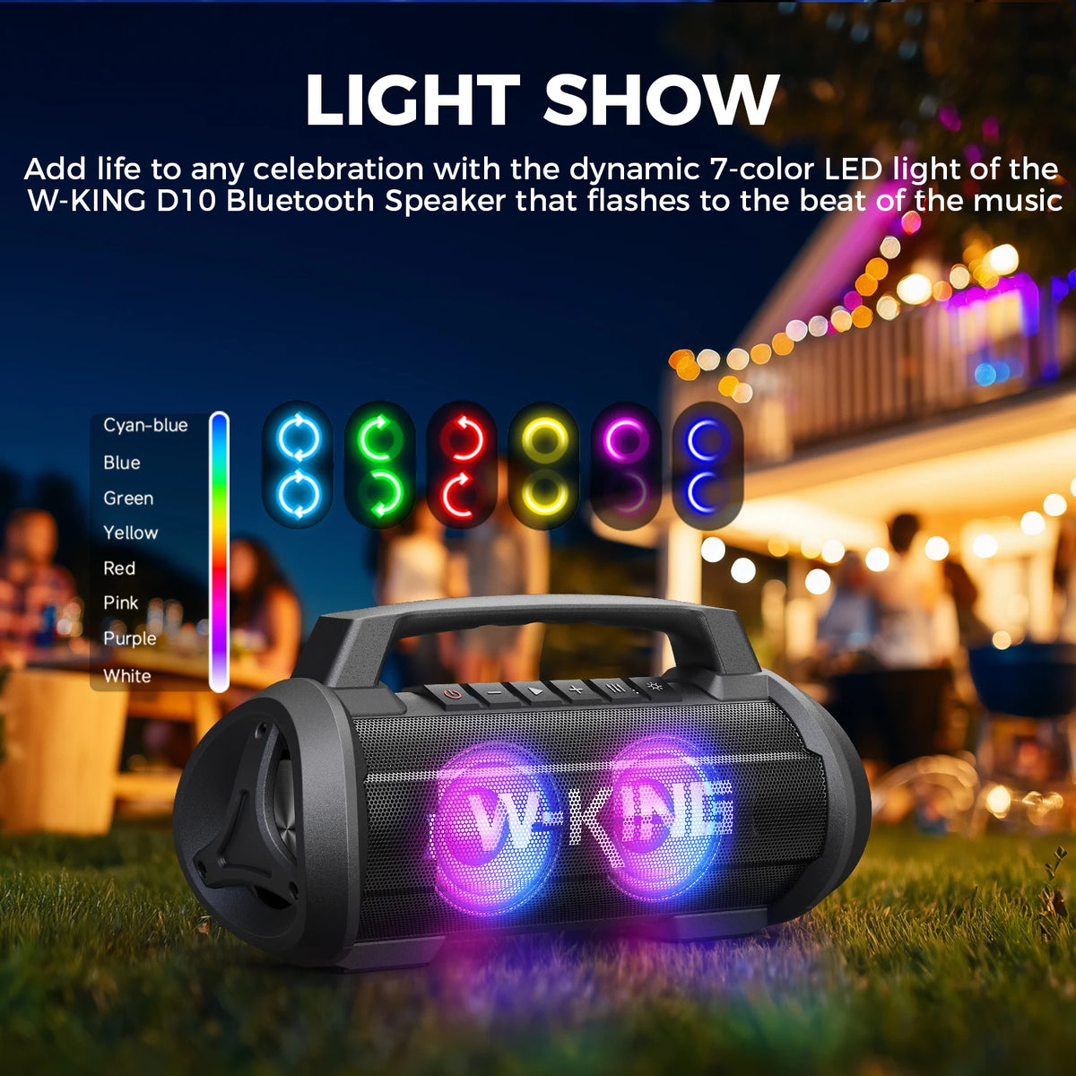 W-King 70W RMS Bluetooth Portable Waterproof Speaker