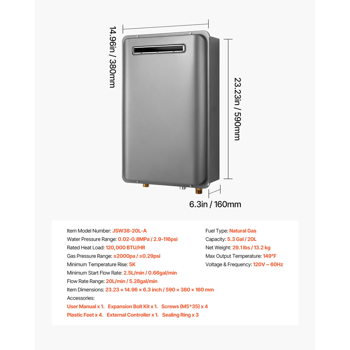 SucceBuy Instant Outdoor Tankless Water Heater