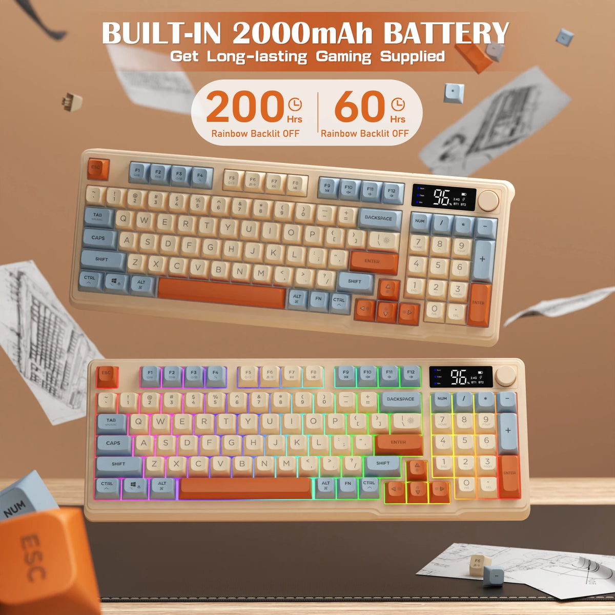 Attack Shark 94 Keys Wireless Gaming Keyboard With Knob