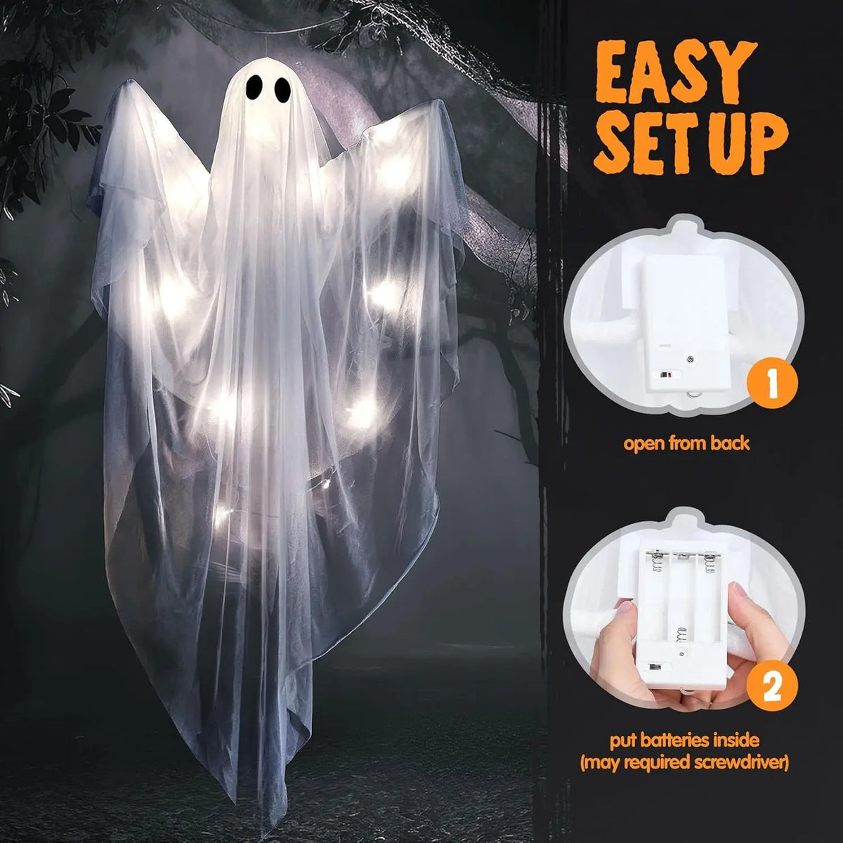 Light Up Halloween Hanging Ghost Decoration