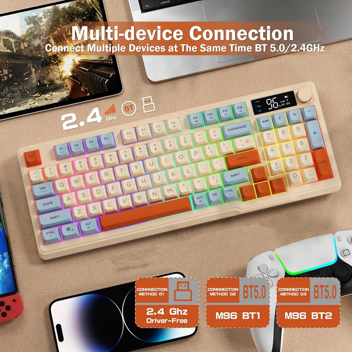 Attack Shark 94 Keys Wireless Gaming Keyboard With Knob