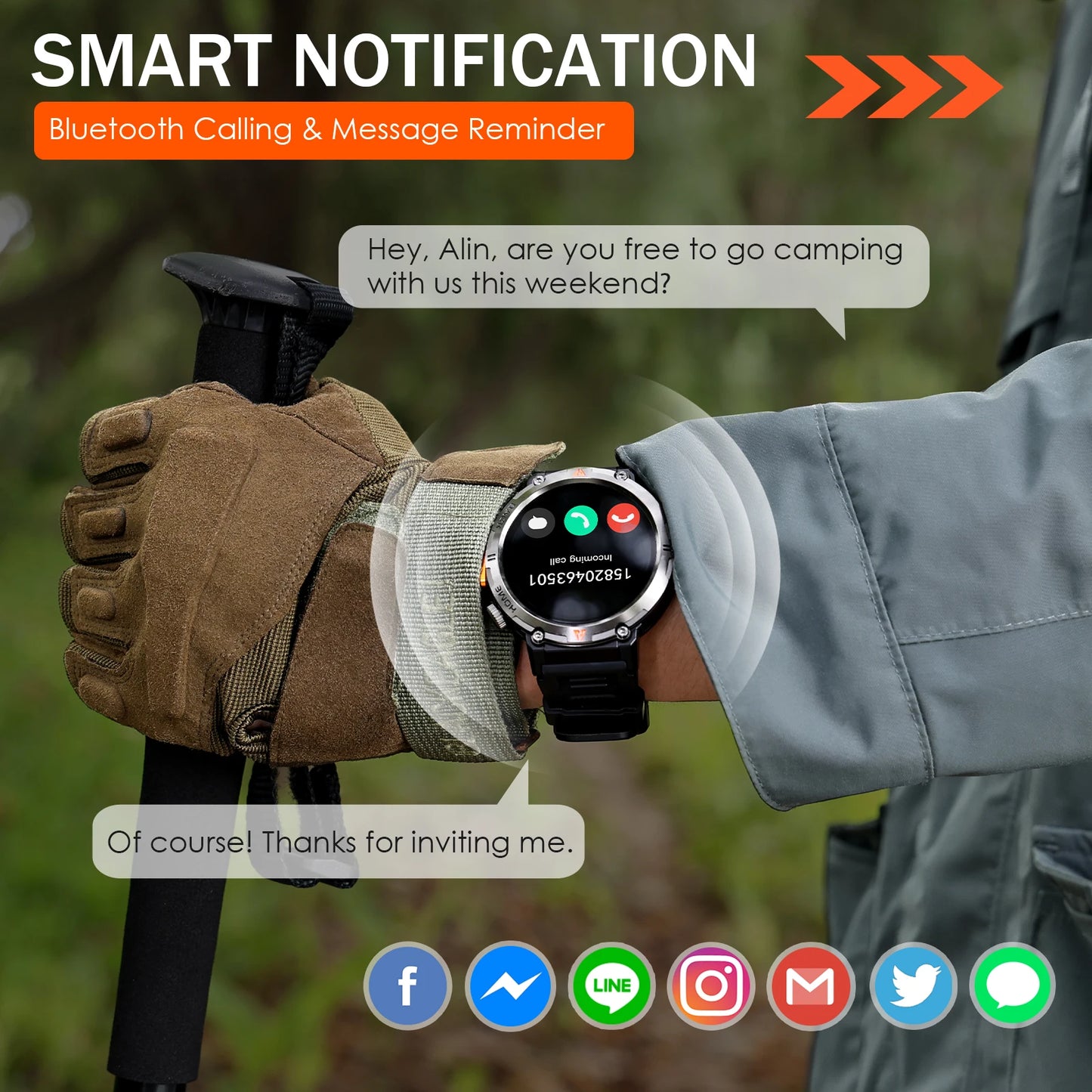 EIGIIS KE3 Smartwatch Men Health Monitor Bluetooth