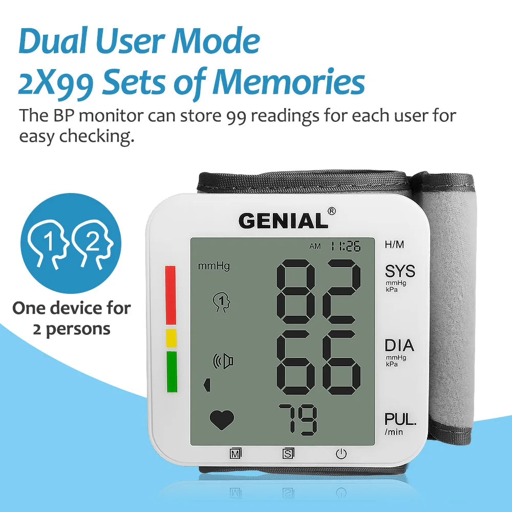 Blood Pressure Wrist Cuff Universal BP Monitor With Memory