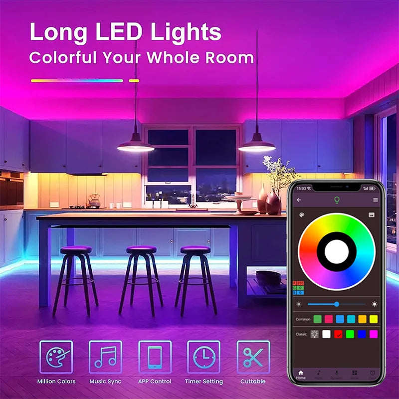 RGB LED Strip Lights 5050 With Bluetooth App Control