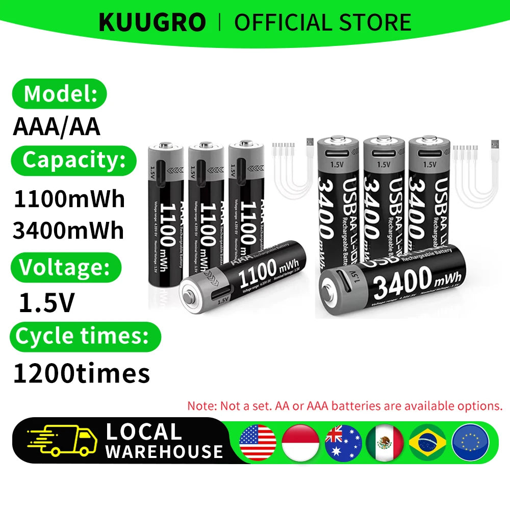Kuugro USB Rechargeable Battery Pack For Devices