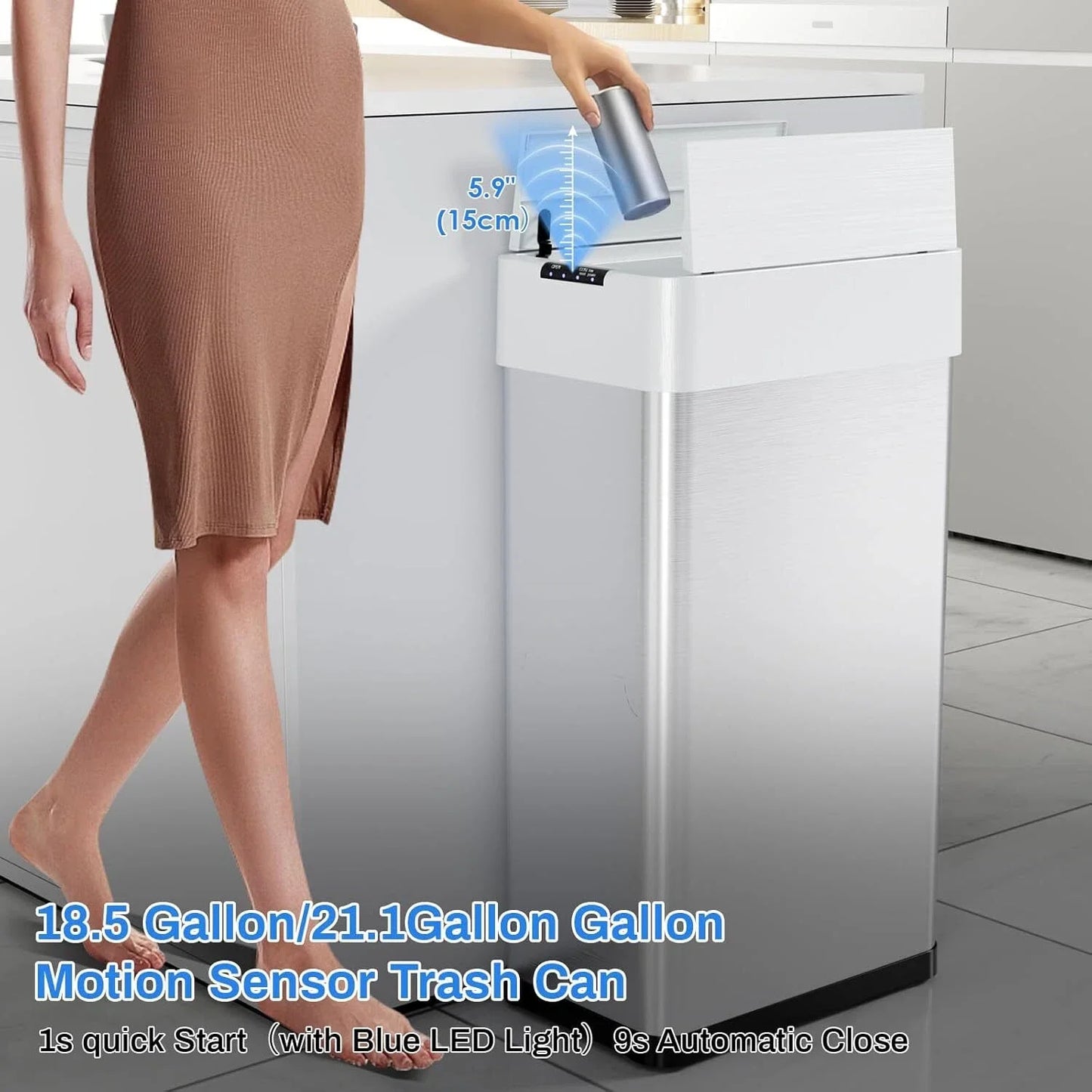 HOMFA Motion Sensor Trash Can Automatic Smart Kitchen Bin