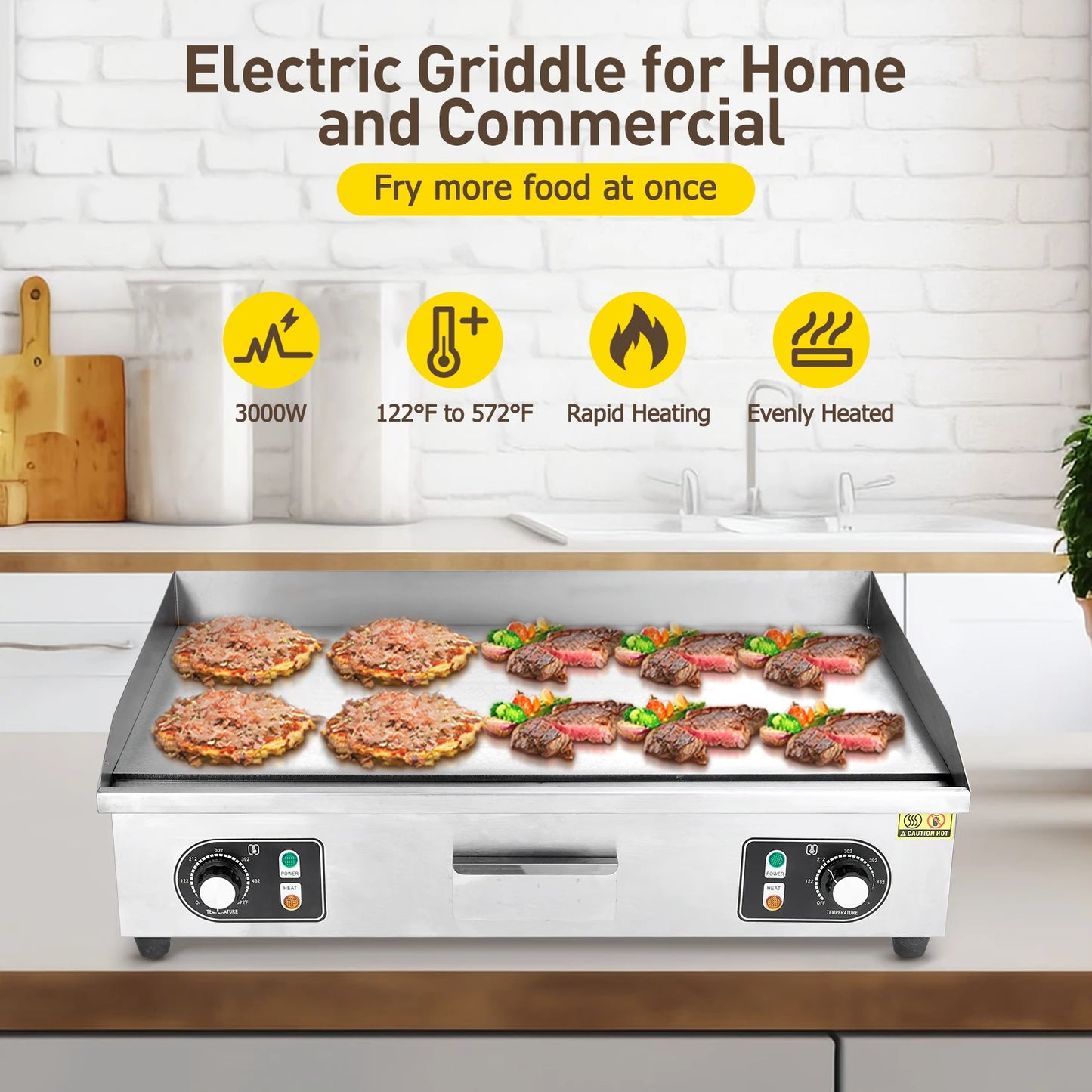 Adoolla 1500W Commercial Electric Grill Nonstick Teppanyaki