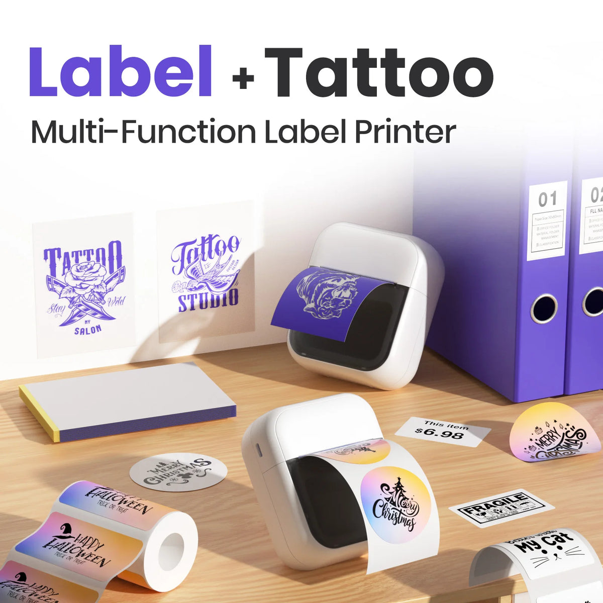 Portable Bluetooth Thermal Label and Tattoo Printer