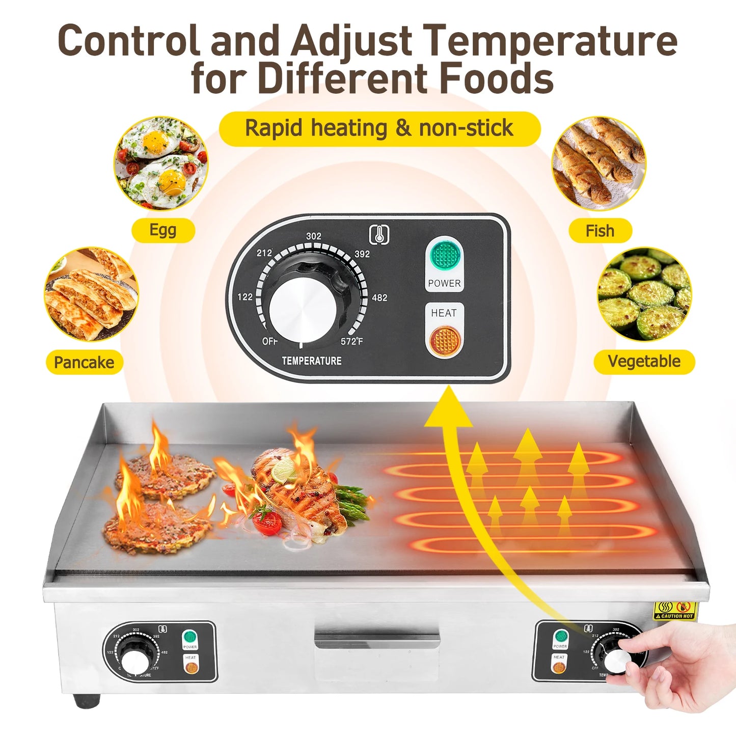 Adoolla 1500W Commercial Electric Grill Nonstick Teppanyaki