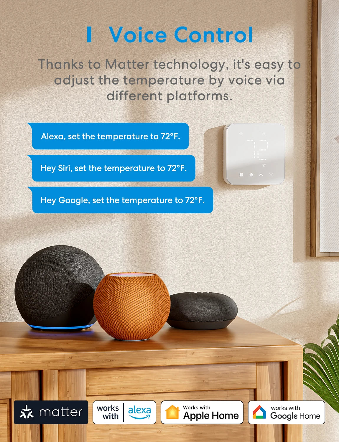 Meross Matter Smart Thermostat WiFi Alexa HomeKit