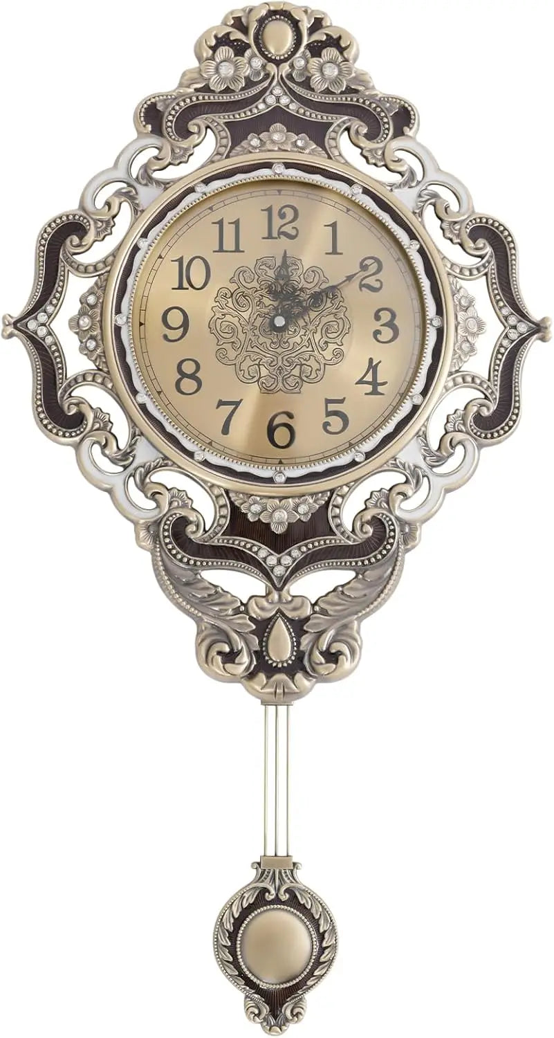 Retro Metal Wall Clock With Swinging Pendulum