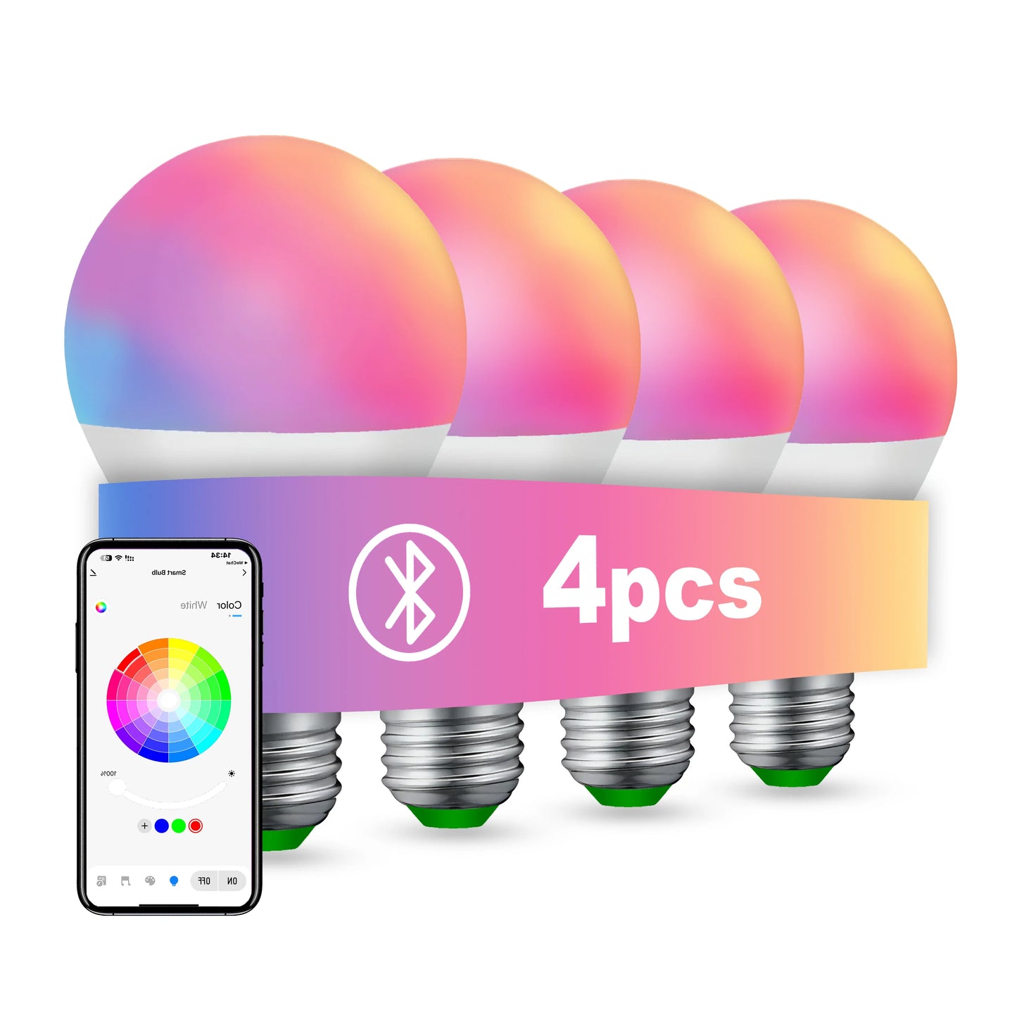 Smeileas RGBCW Smart Bulbs Dimmable LED Lights Music Sync