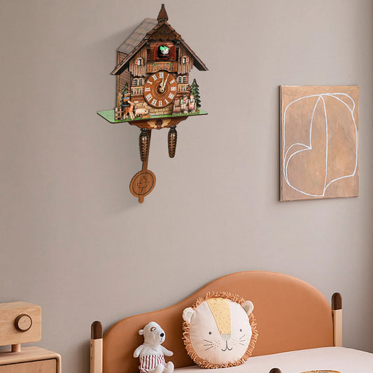 Traditional Wooden Cuckoo Wall Clock With Pendulum
