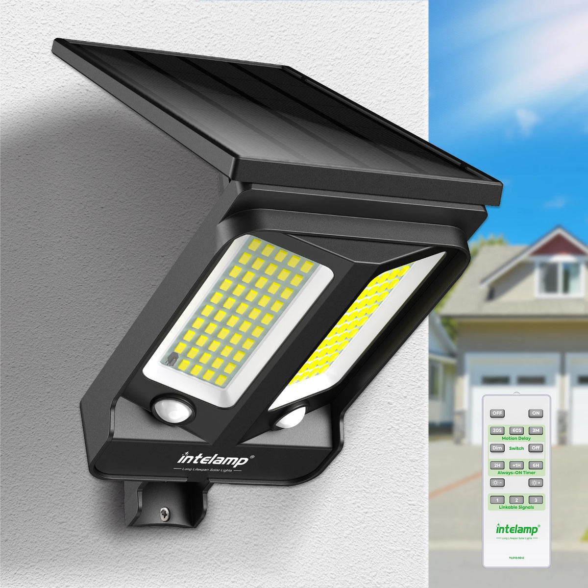 Intelamp Solar Motion Sensor Security Flood Light