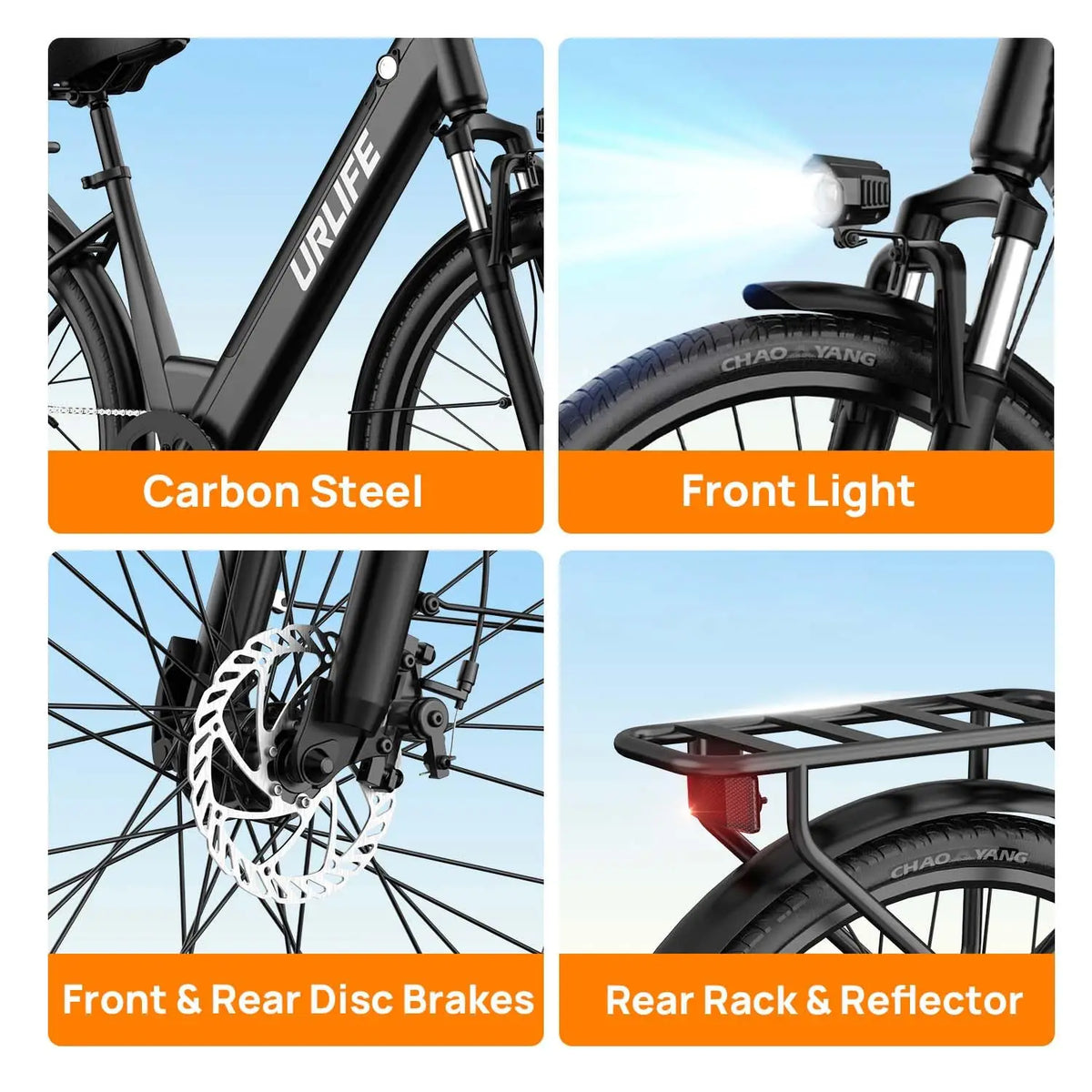 URLIFE E26 Electric City Bicycle With Hydraulic Disc Brakes