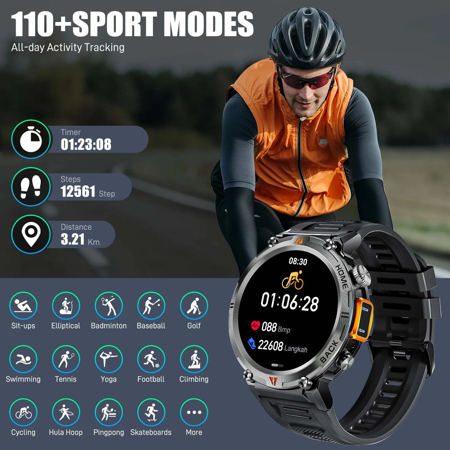 EIGIIS KE3 Smartwatch Men Health Monitor Bluetooth