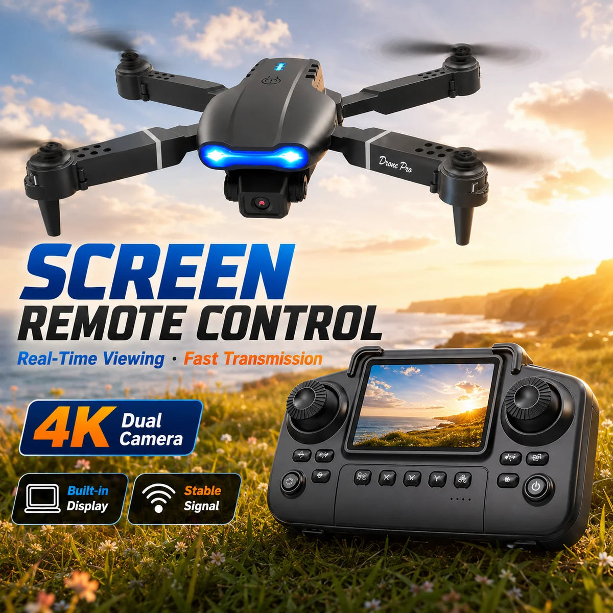 ZNLYRION Foldable 4K Dual Camera RC Drone With App Control