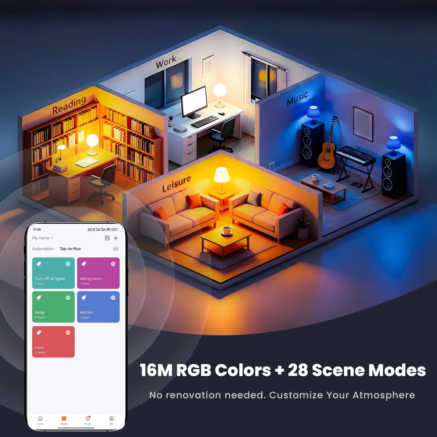 Smeileas RGBCW Smart Bulbs Dimmable LED Lights Music Sync