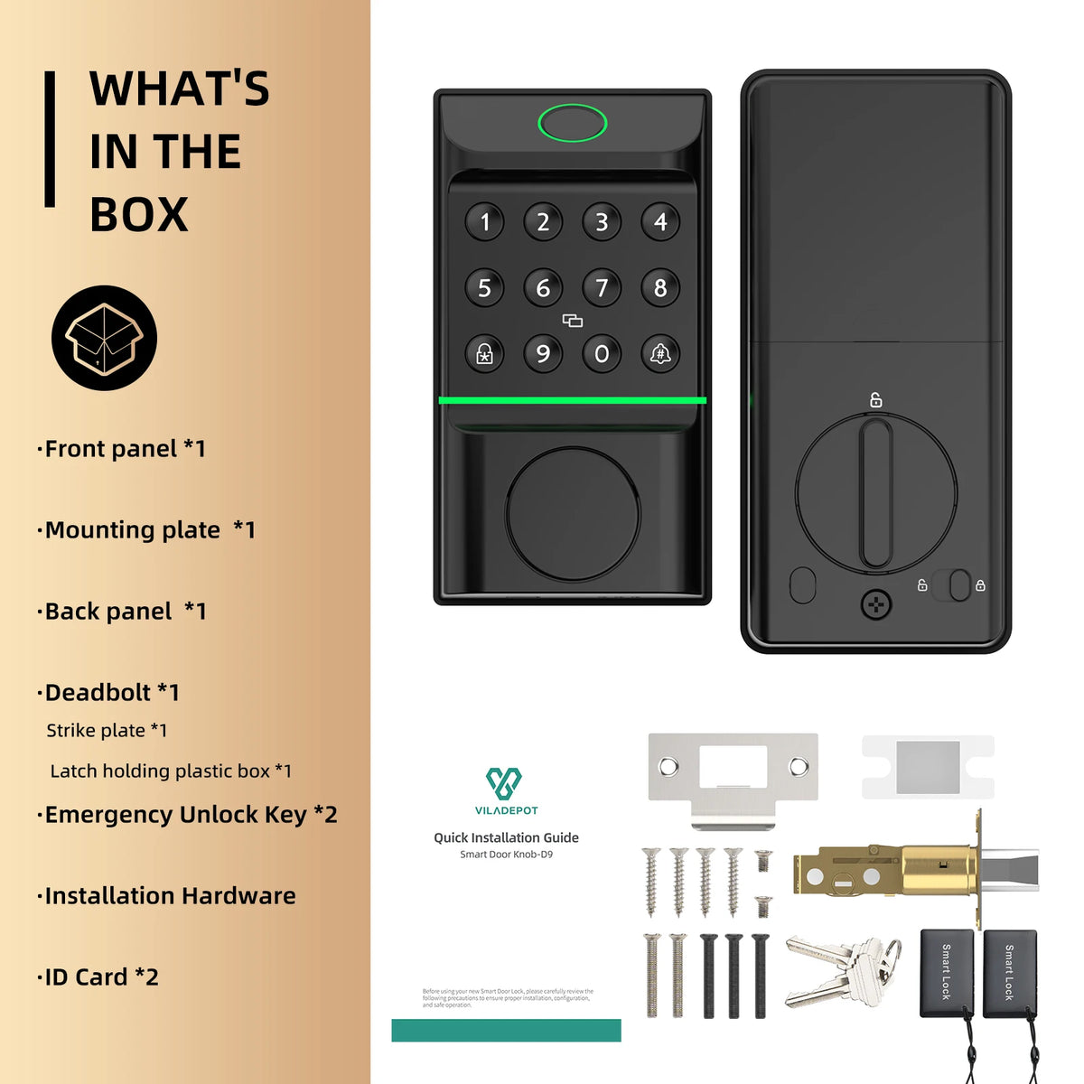 Viladepot Fingerprint Smart Door Lock With Keypad