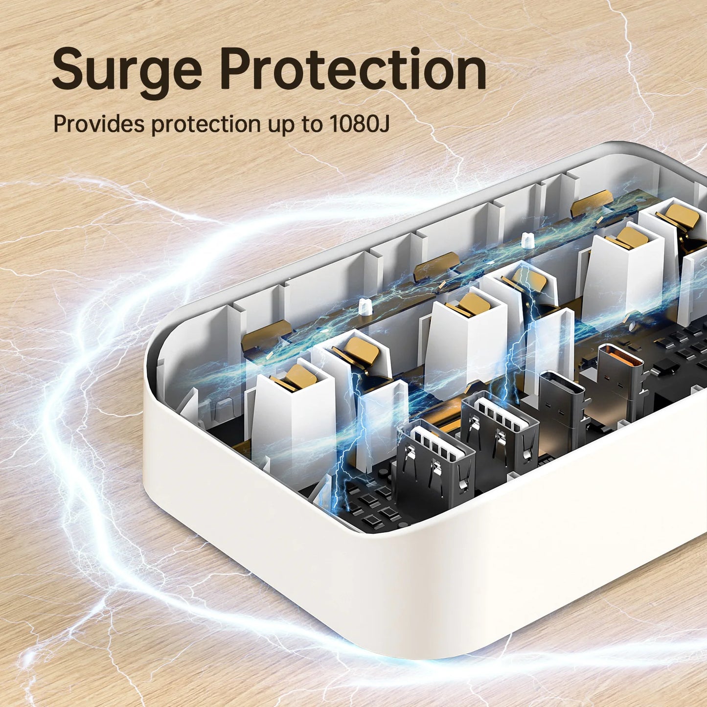 PASSUS US Plug Extension Cord Power Strip PD20W Charging
