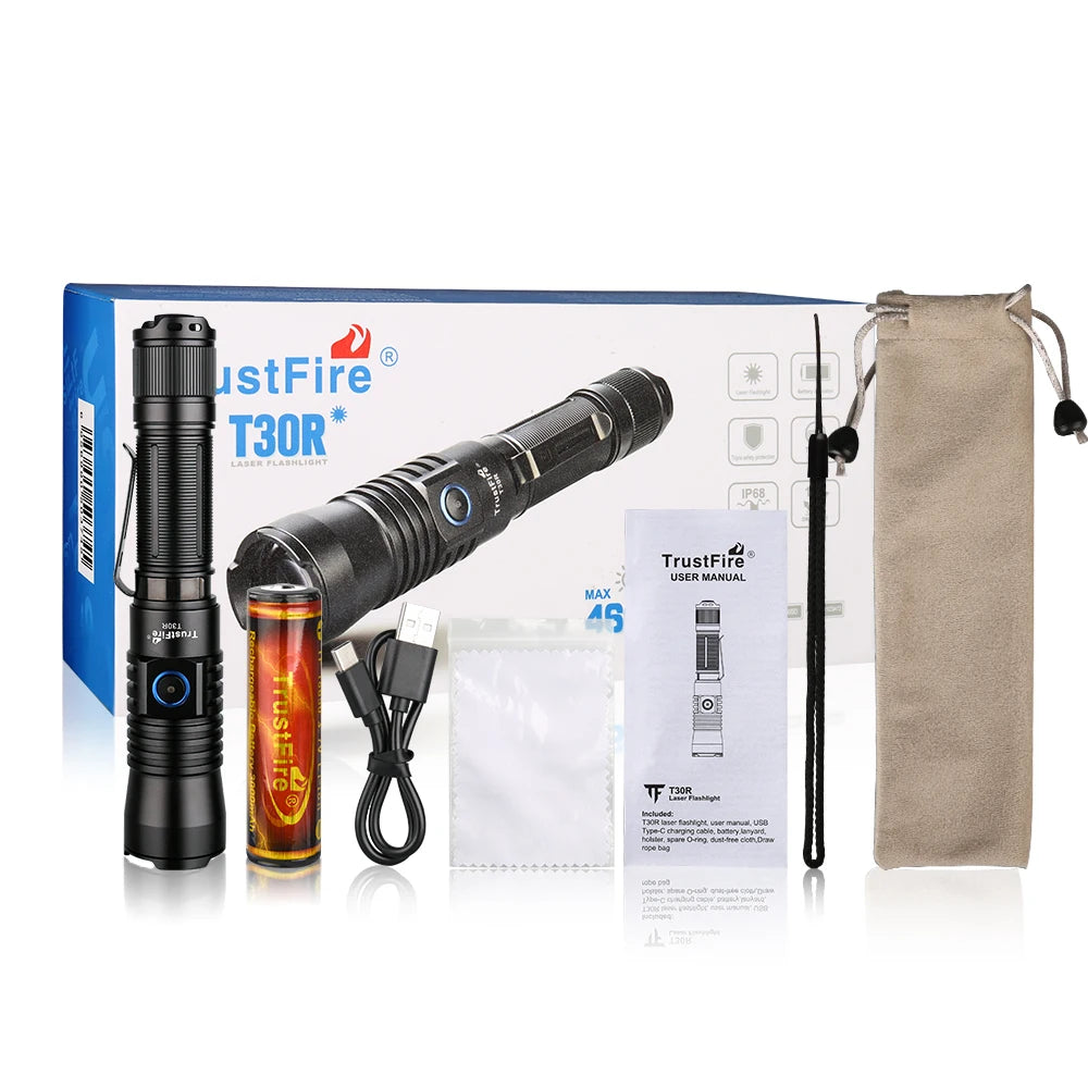 TrustFire T30R Rechargeable Tactical Laser LED Flashlight
