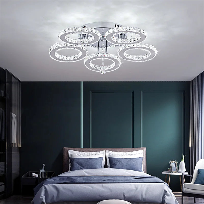 GreeLustr Modern Pendant Light Crystal Ring Chandelier