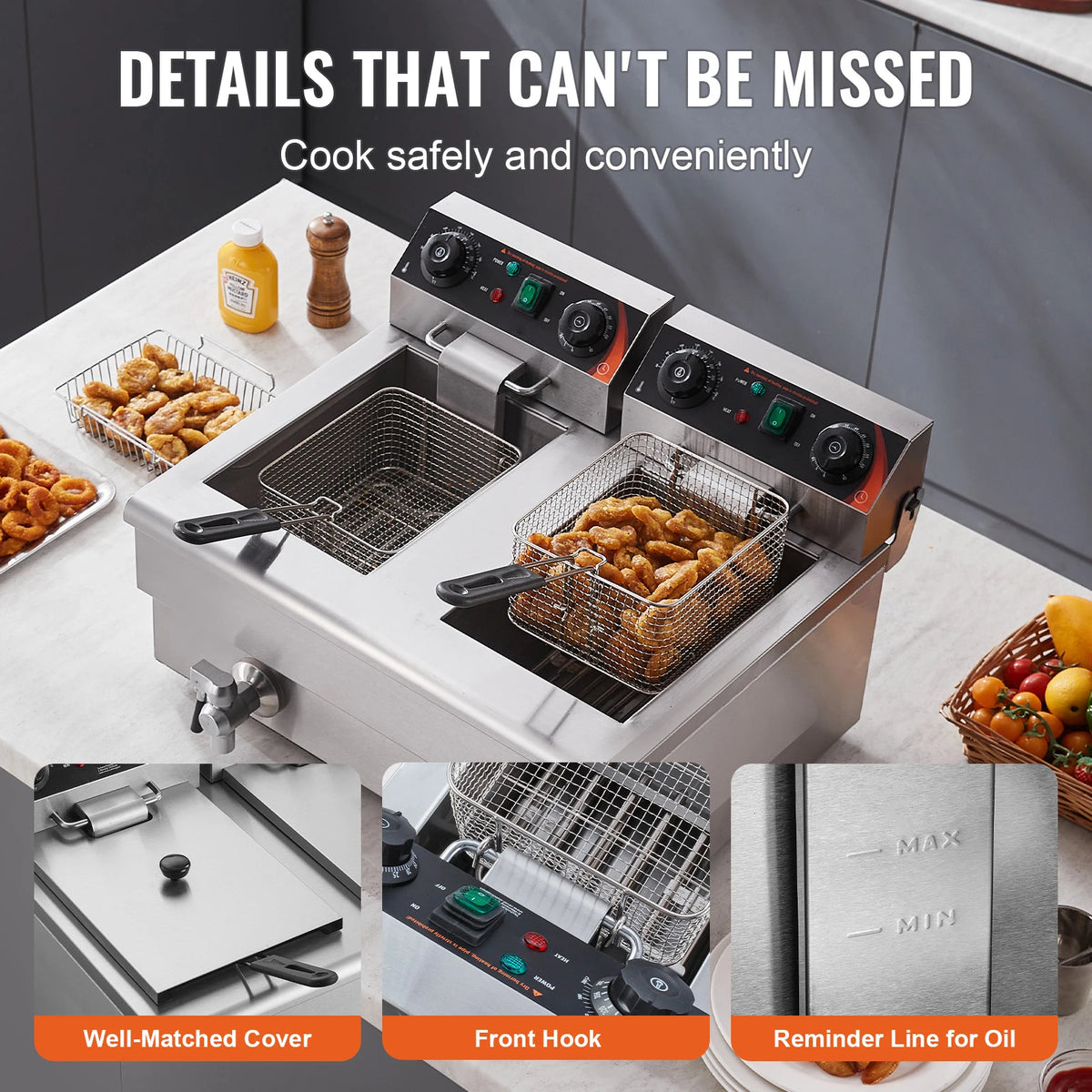 SucceBuy Commercial Dual Tank Electric Deep Fryer