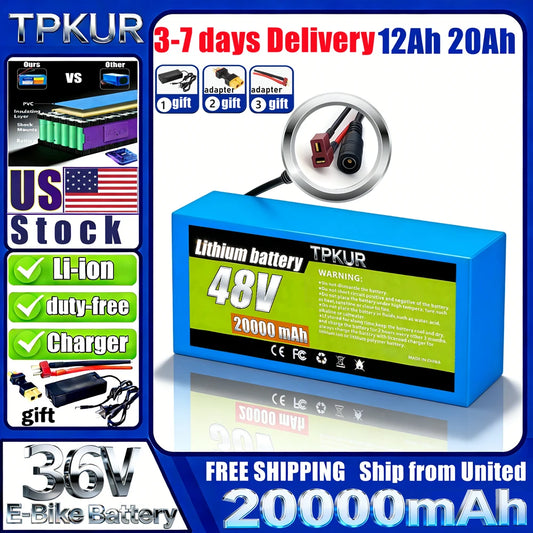 TPKUR 48V Lithium Battery With BMS For Electric Scooters