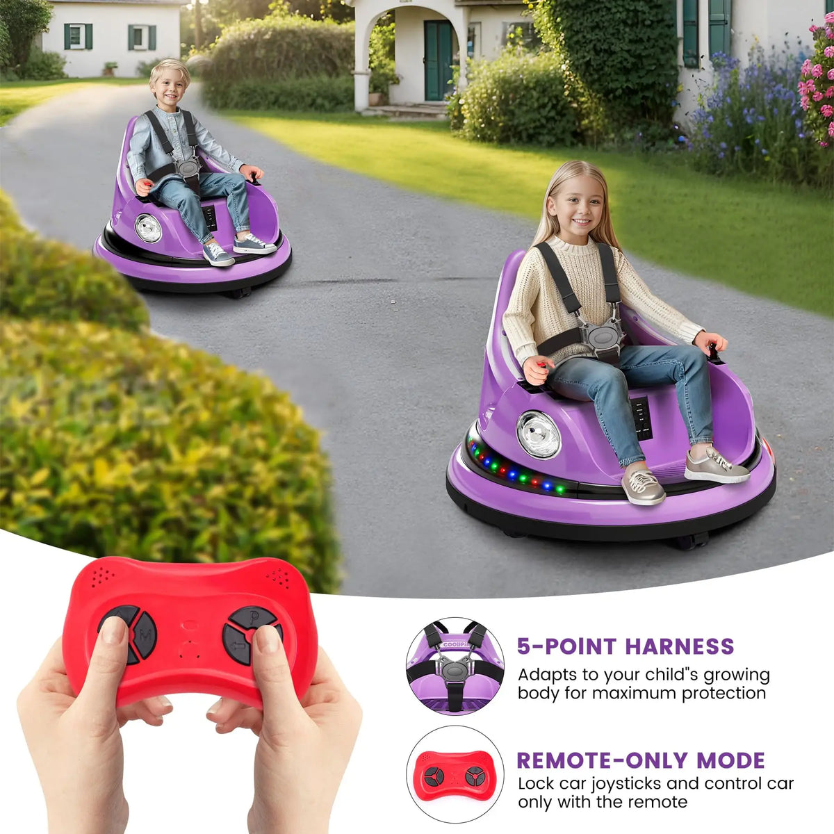 HiMiss Kids Electric Bumper Car Ride On Toy
