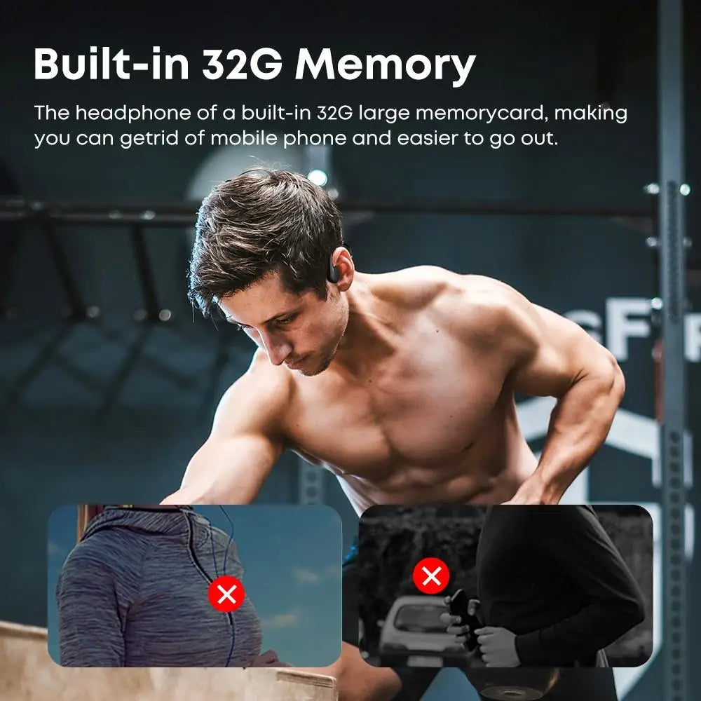 IPX8 Waterproof Bone Conduction Bluetooth Earbuds 32GB