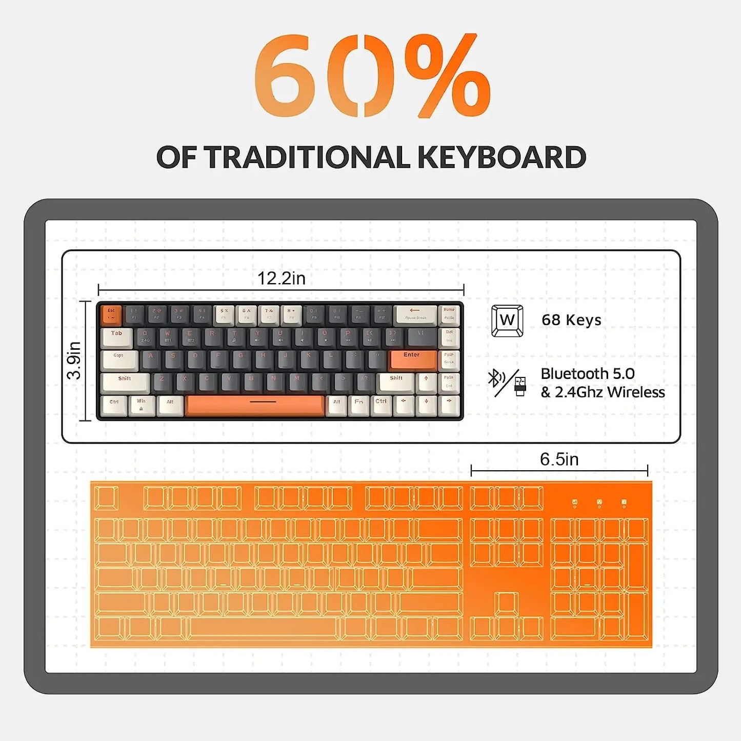 Attack Shark 68 Key Wireless Mechanical Keyboard Bluetooth
