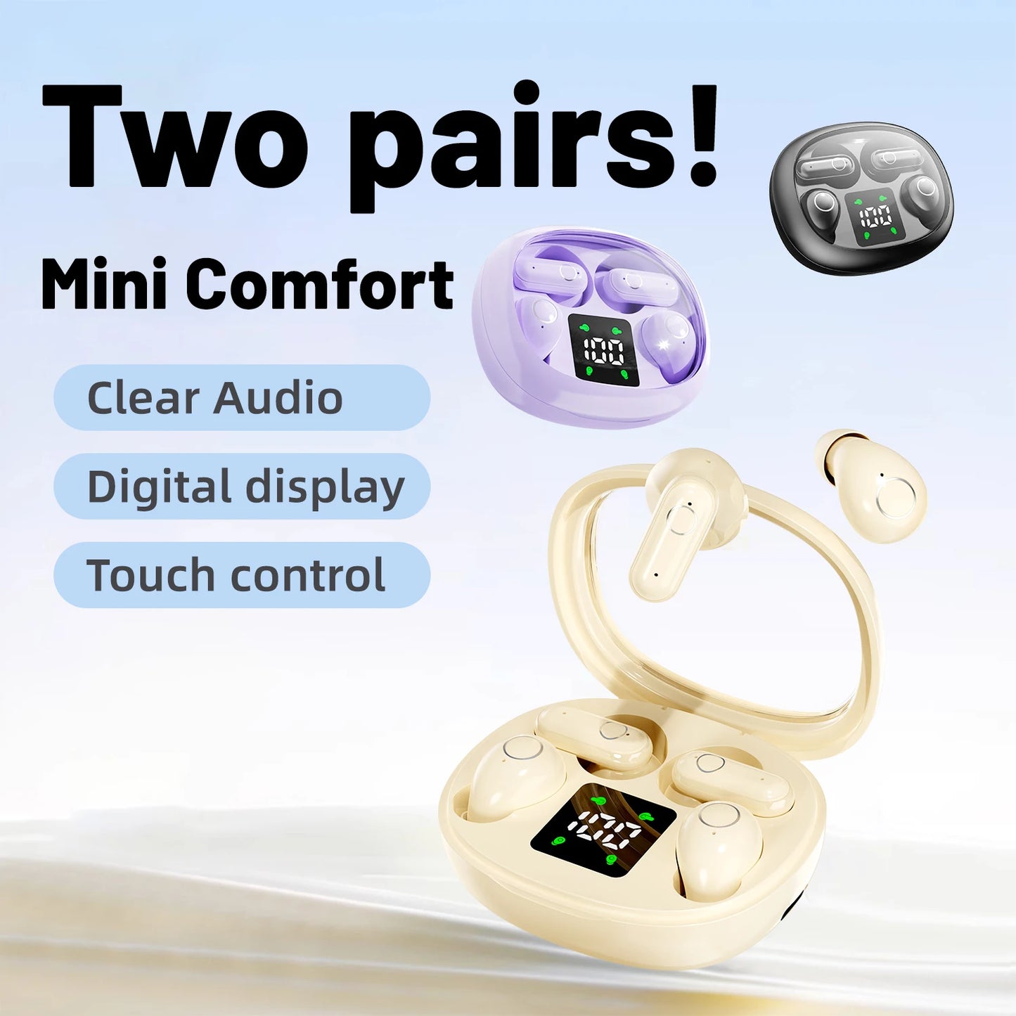 SHUKE Mini Noise Canceling Wireless Bluetooth Earbuds
