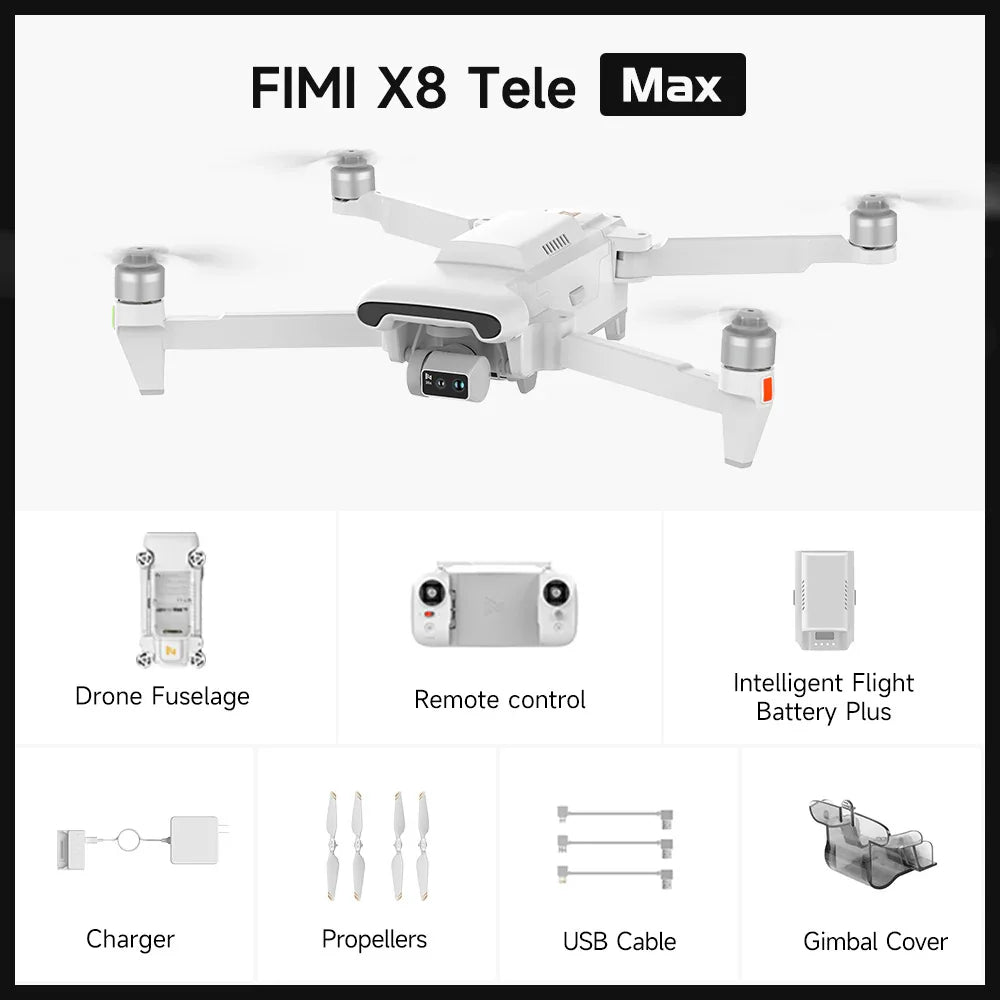 FIMI X8 Tele Max 4K Drone GPS Three Axis Gimbal