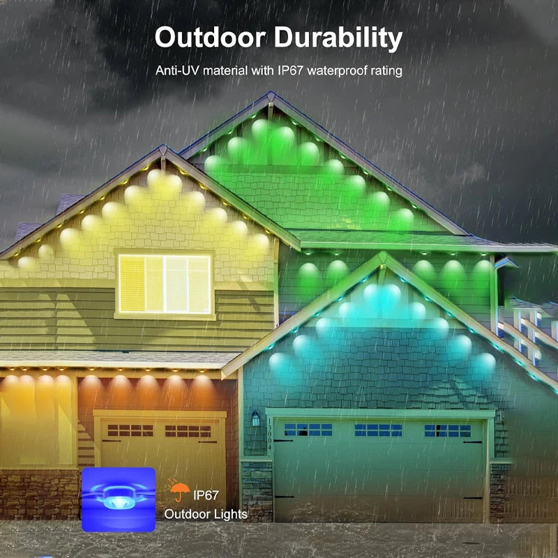 SZREBOW Permanent Outdoor Smart RGBIC Eaves LED Lights