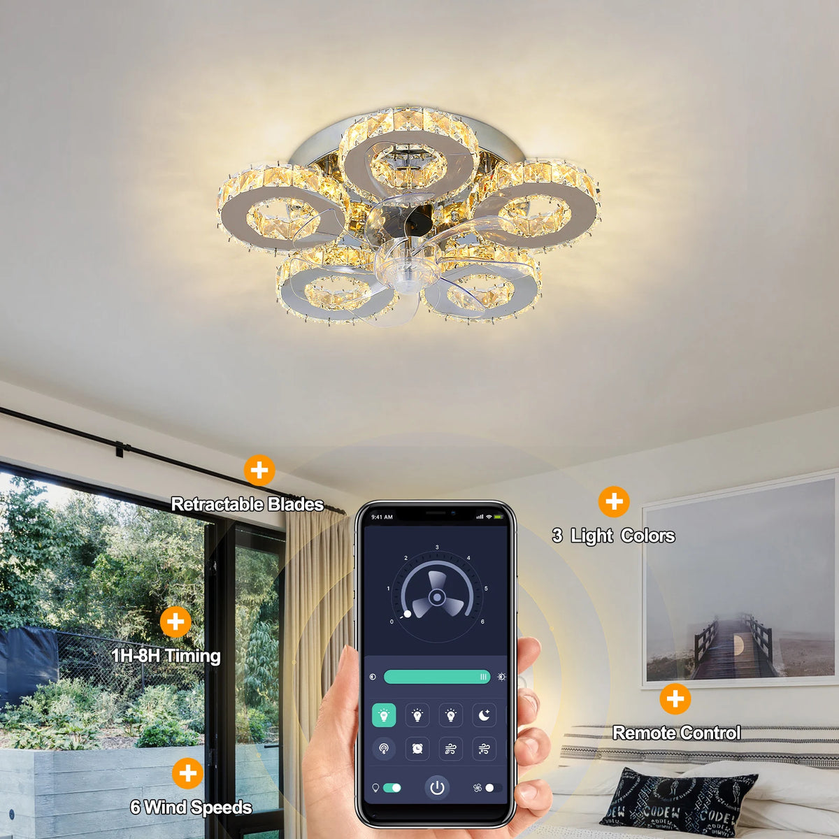 GreeLustr Smart Led Ceiling Fan Chandelier
