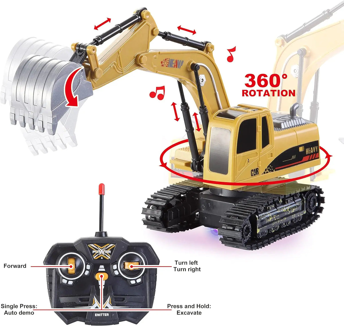 Joyfy Remote Control Excavator And Truck Toy Set