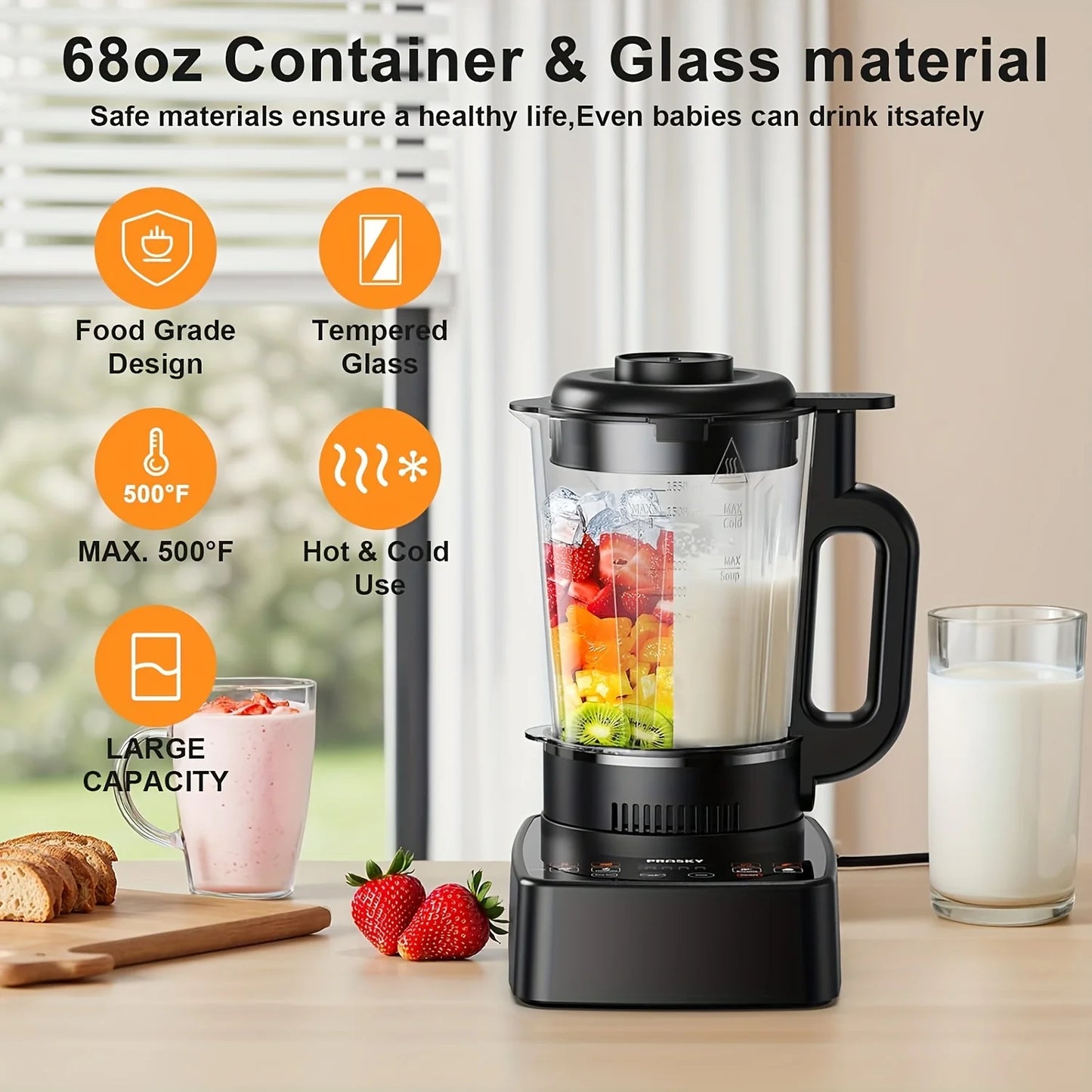 Prasky 2400W Heating Blender Auto Clean High Speed