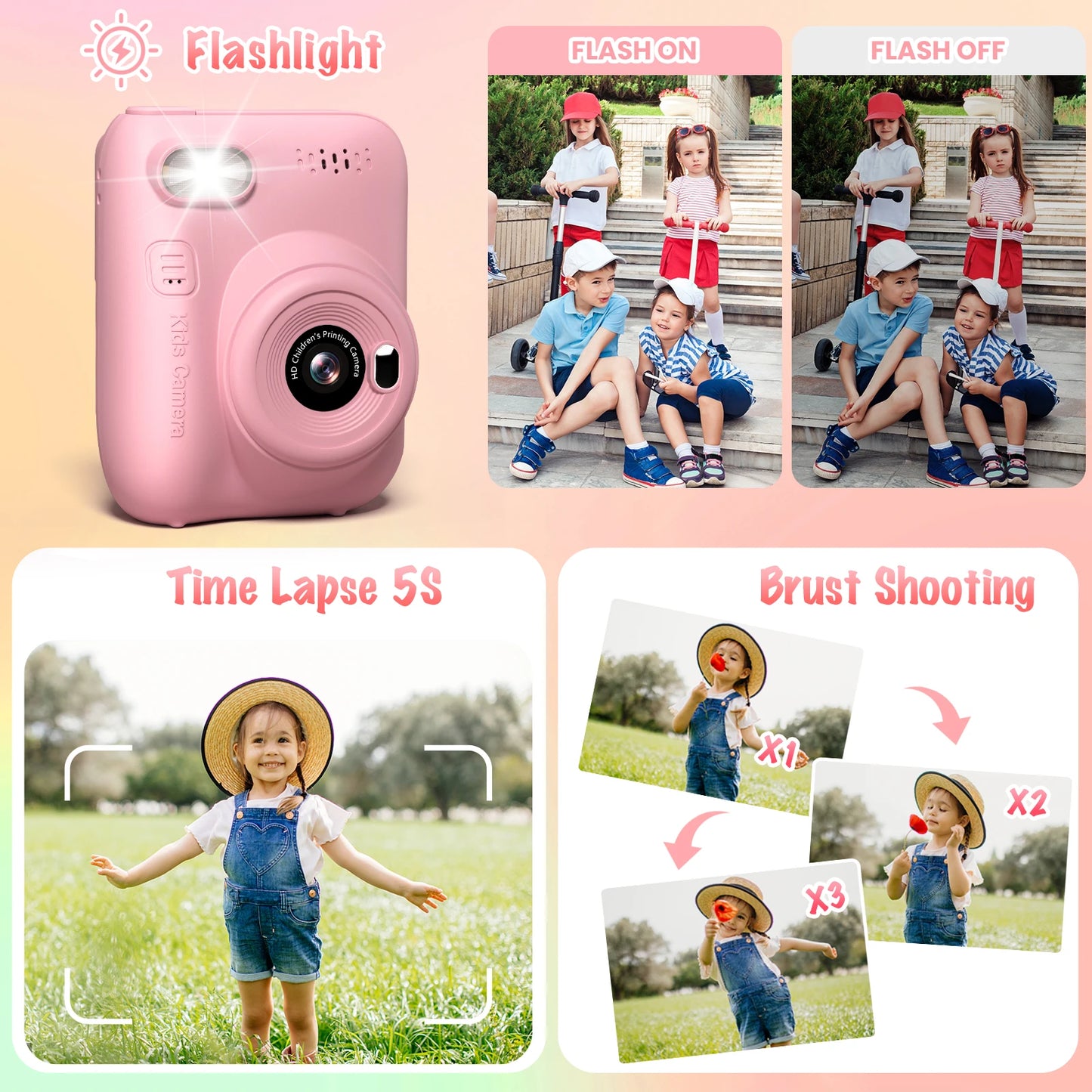 Diamooky CN Kids Instant Print Camera 32MP 1080P