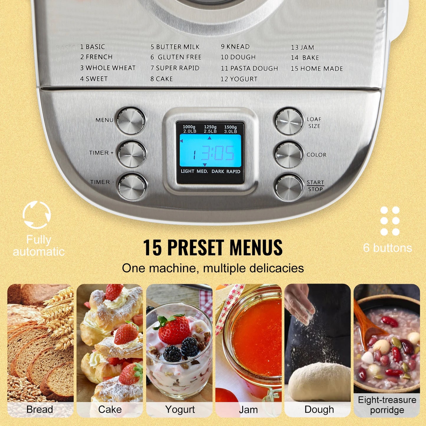SucceBuy Bread Maker 15 In 1 Nonstick Automatic Gluten Free