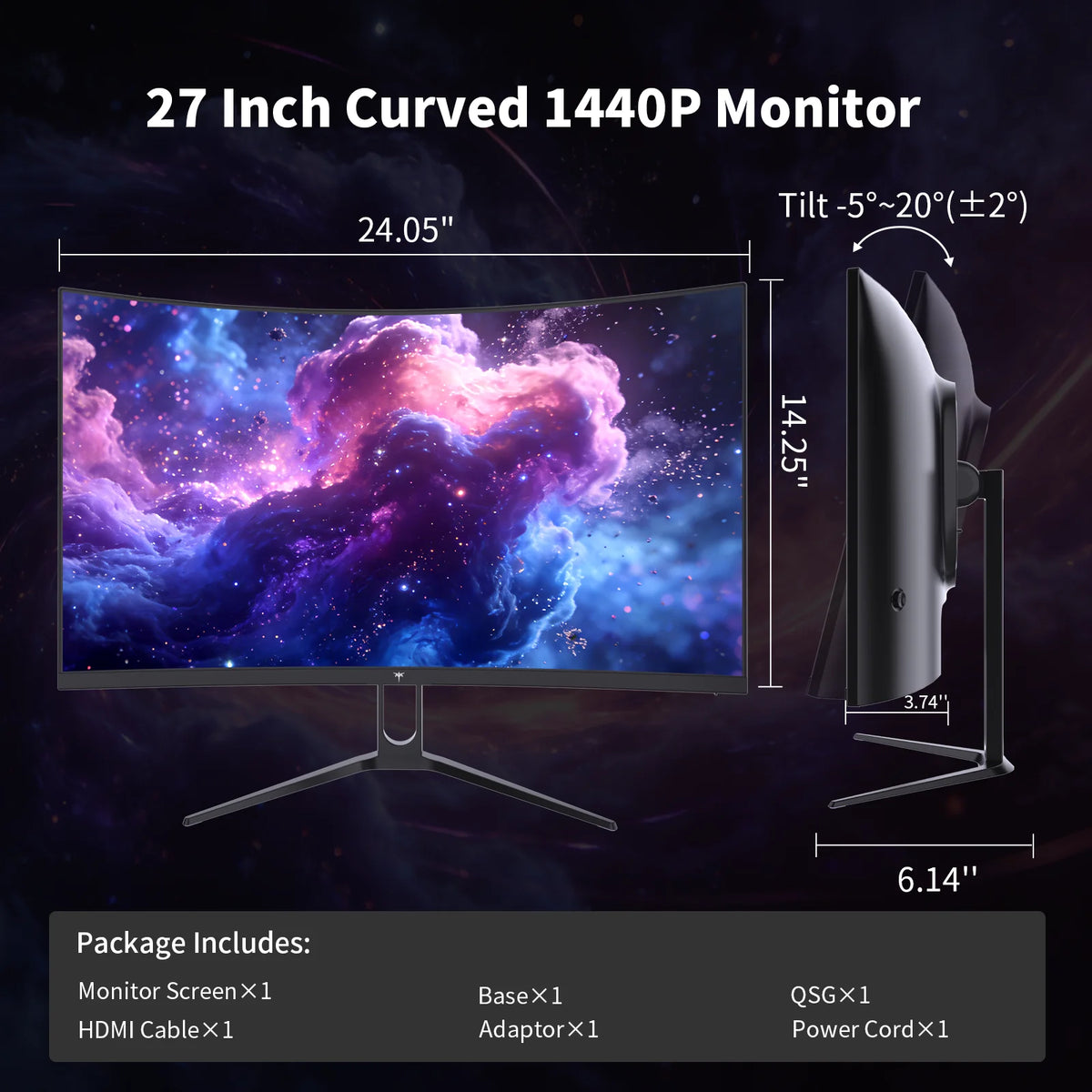 KTC Curved Gaming Monitor 1440P 144Hz HDR400