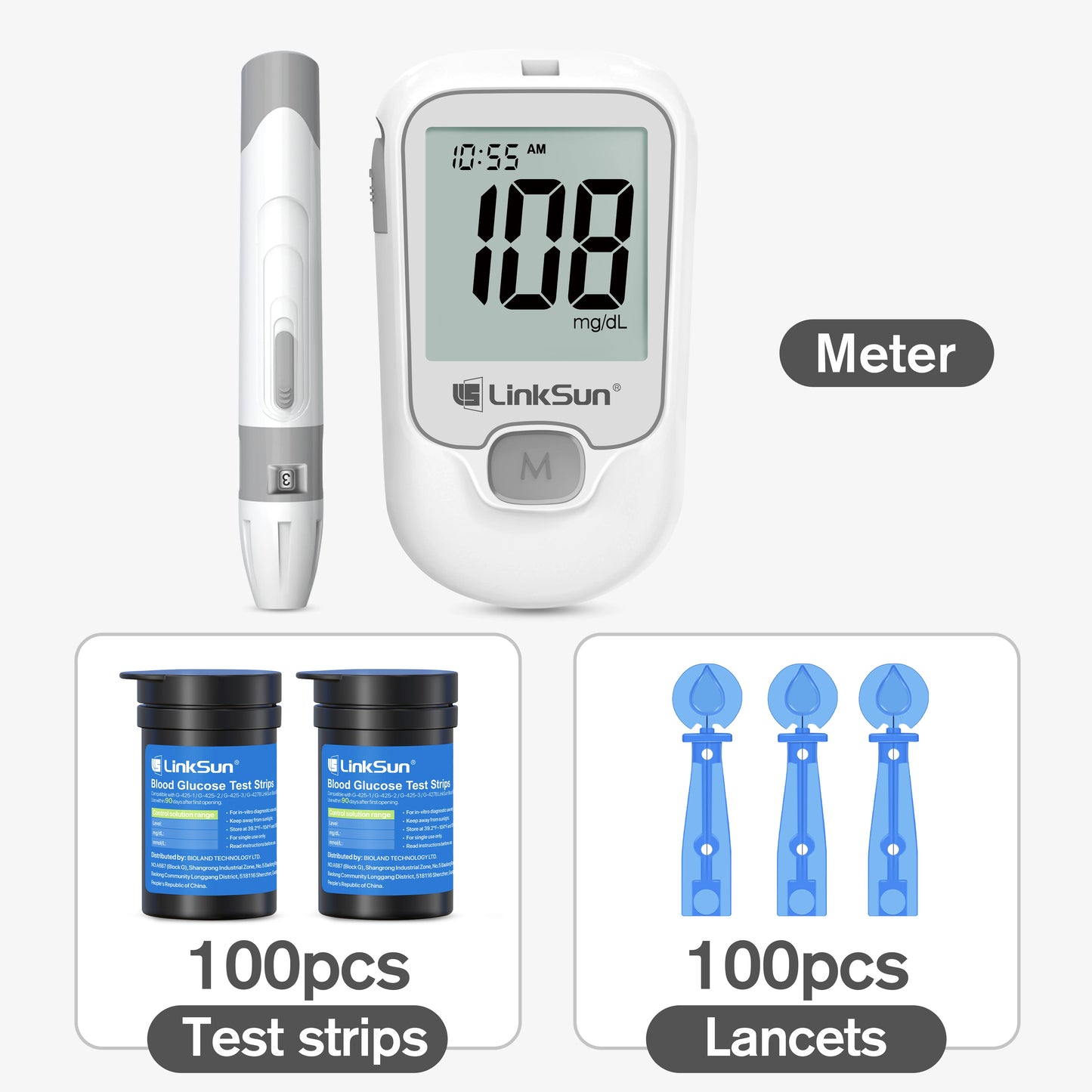 Linksun Blood Glucose Meter G4253 Glucometer Kit