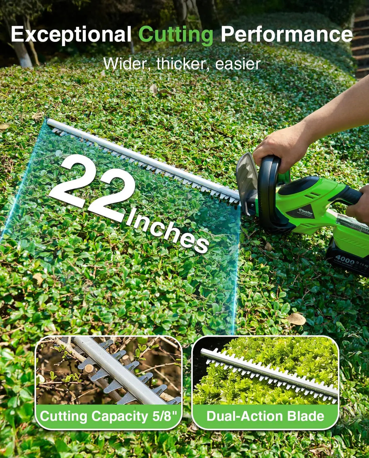 TaskStar Cordless Hedge Trimmer for Makita Batteries