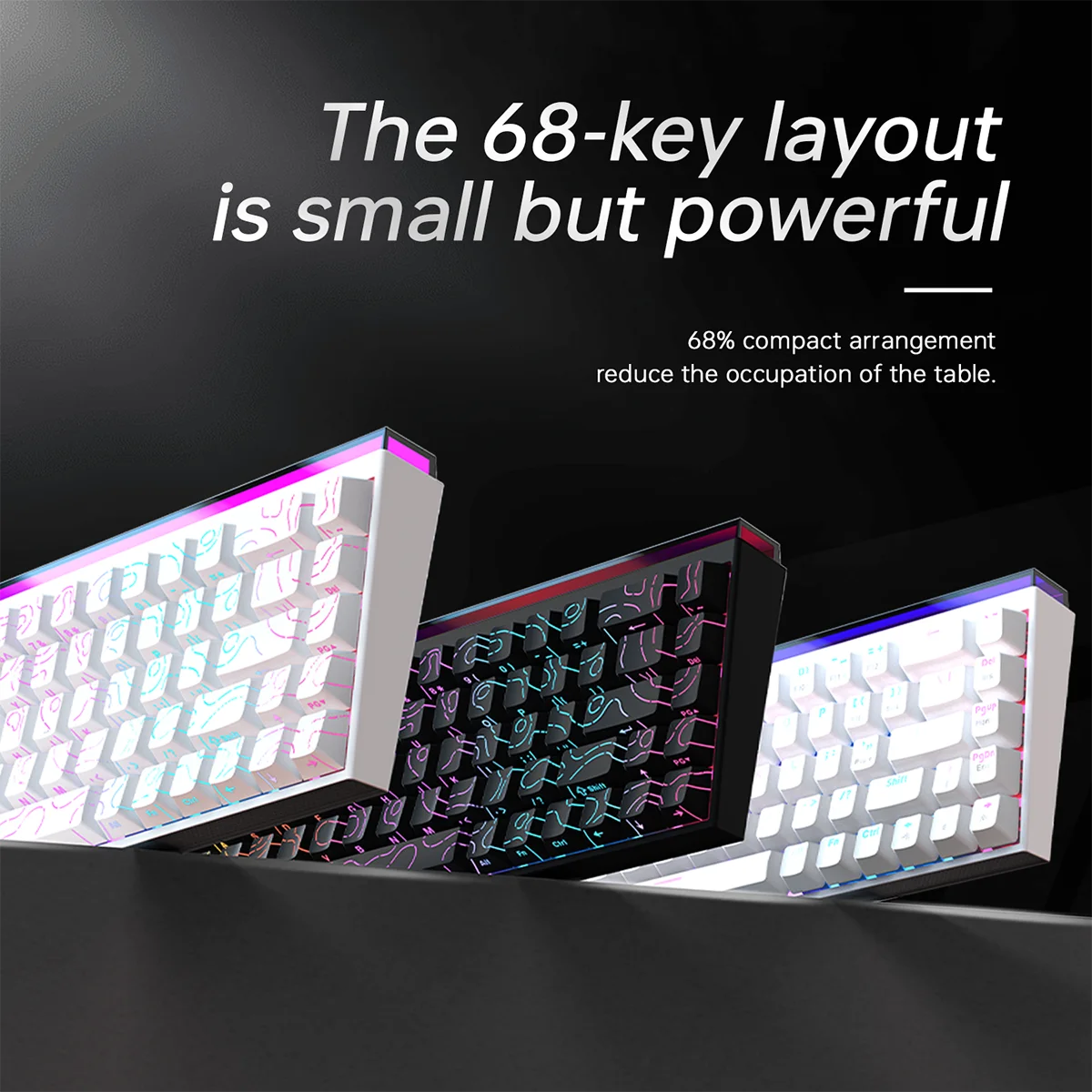 Ajazz NK68 Gaming Mechanical Keyboard Hot Swappable LED